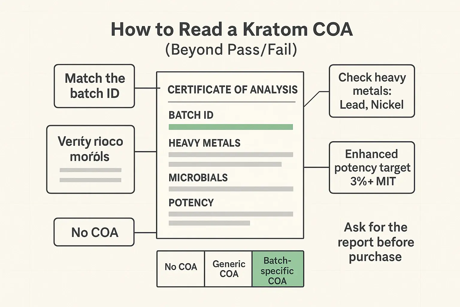 A COA isn’t just a checkbox. Use it to verify batch matching, contaminant safety, and enhanced potency—so you can buy with confidence, not guesswork.