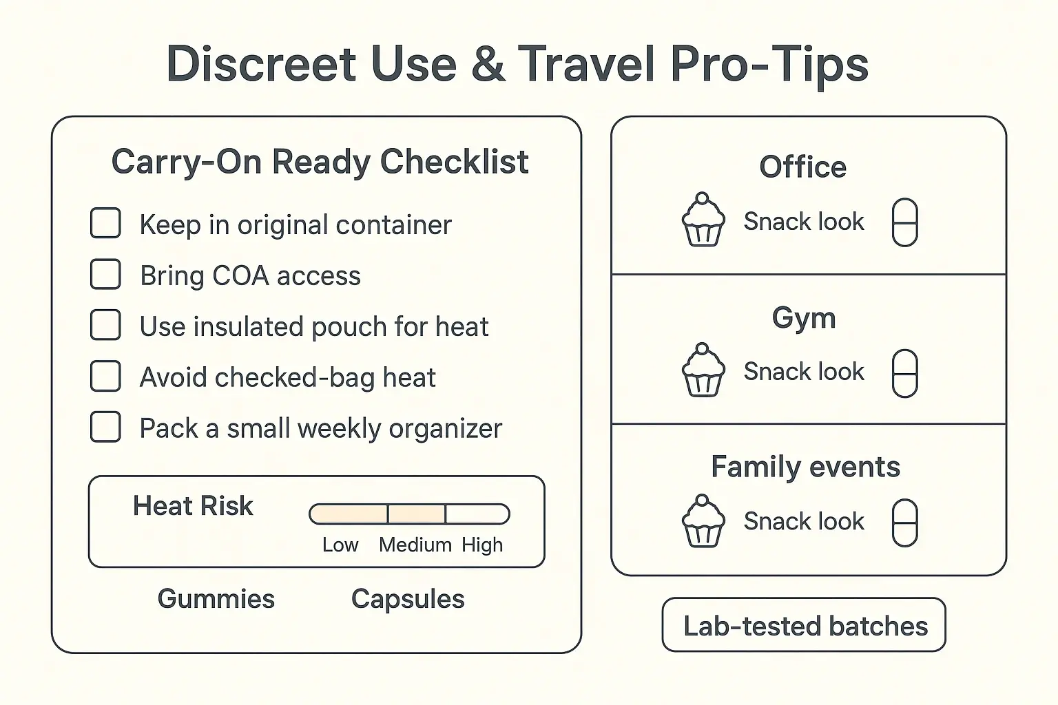 A practical, stigma-reducing checklist for using kratom discreetly—plus travel packing tips and heat-management guidance so gummies and capsules stay convenient on the go.